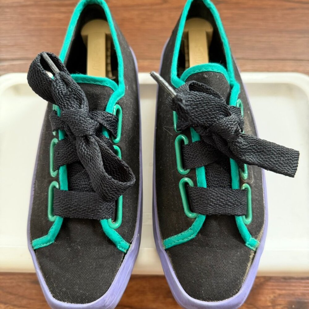 Vintage Pure Juice TR-180 Sneakers Black Purple Teal Canvas 80s 90s Size 6.5